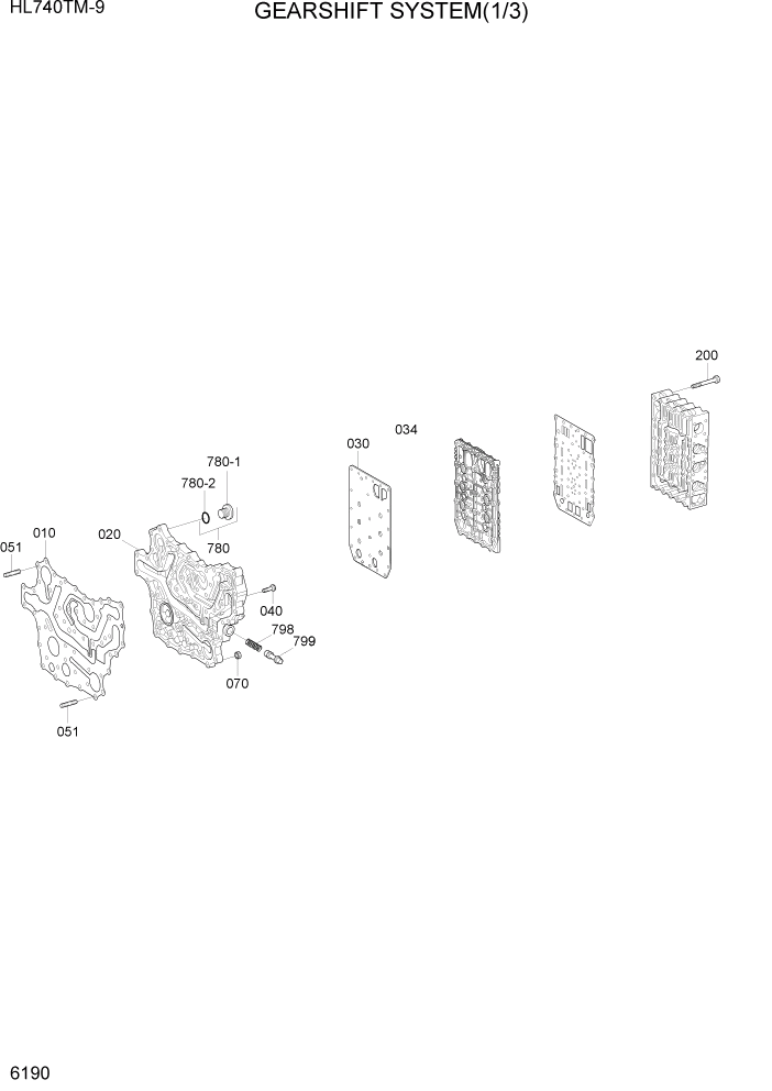 Схема запчастей Hyundai HL740TM-9 - PAGE 6190 GEARSHIFT SYSTEM(1/3) СИЛОВАЯ СИСТЕМА