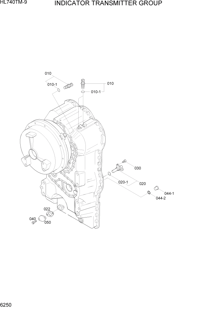 Схема запчастей Hyundai HL740TM-9 - PAGE 6250 INDICATOR TRANSMITTER GROUP СИЛОВАЯ СИСТЕМА