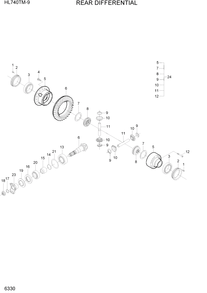 Схема запчастей Hyundai HL740TM-9 - PAGE 6330 REAR DIFFERENTIAL СИЛОВАЯ СИСТЕМА