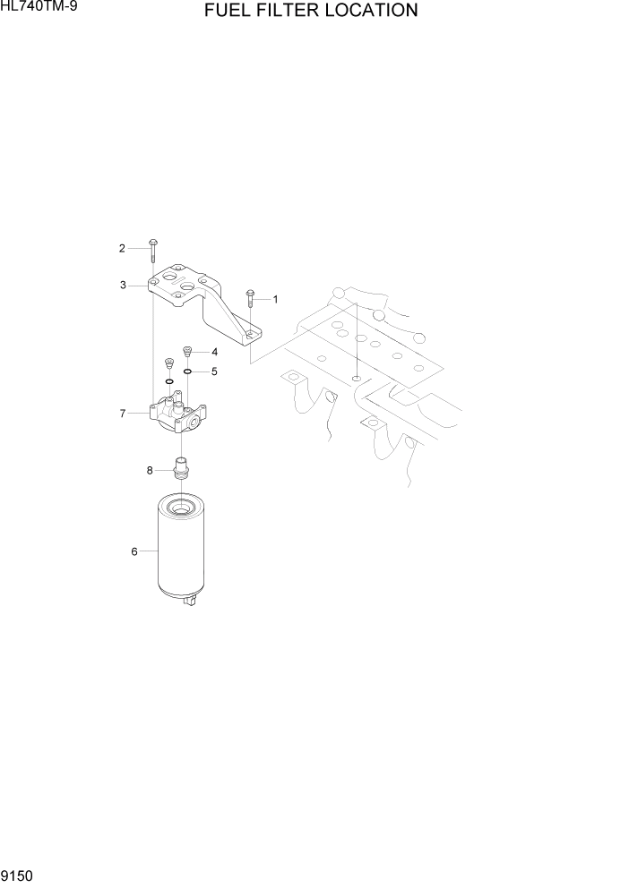 Схема запчастей Hyundai HL740TM-9 - PAGE 9150 FUEL FILTER LOCATION ДВИГАТЕЛЬ БАЗА