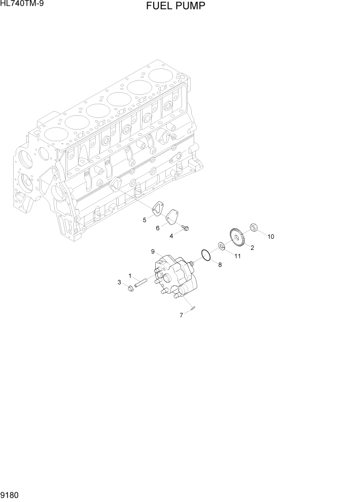 Схема запчастей Hyundai HL740TM-9 - PAGE 9180 FUEL PUMP ДВИГАТЕЛЬ БАЗА