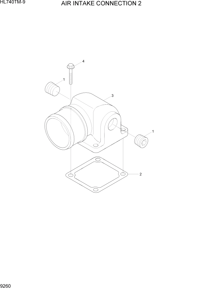 Схема запчастей Hyundai HL740TM-9 - PAGE 9260 AIR INTAKE CONNECTION 1 ДВИГАТЕЛЬ БАЗА