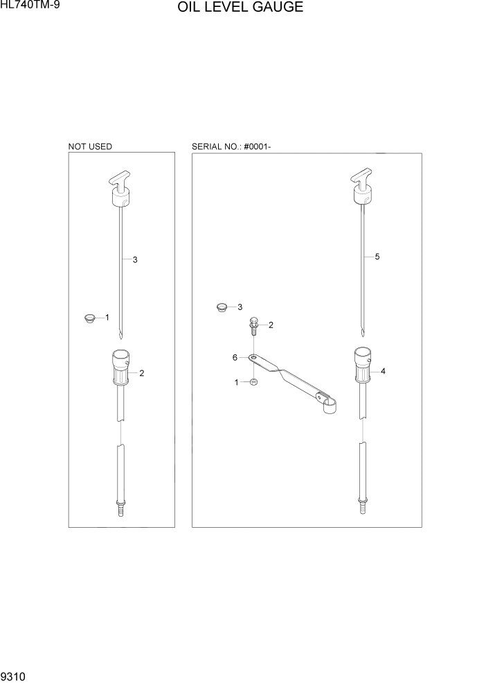 Схема запчастей Hyundai HL740TM-9 - PAGE 9310 OIL LEVEL GAUGE ДВИГАТЕЛЬ БАЗА