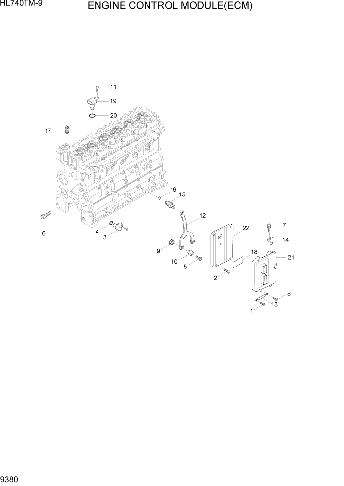 Схема запчастей Hyundai HL740TM-9 - PAGE 9380 ENGINE CONTROL UNIT(ECU) ДВИГАТЕЛЬ БАЗА