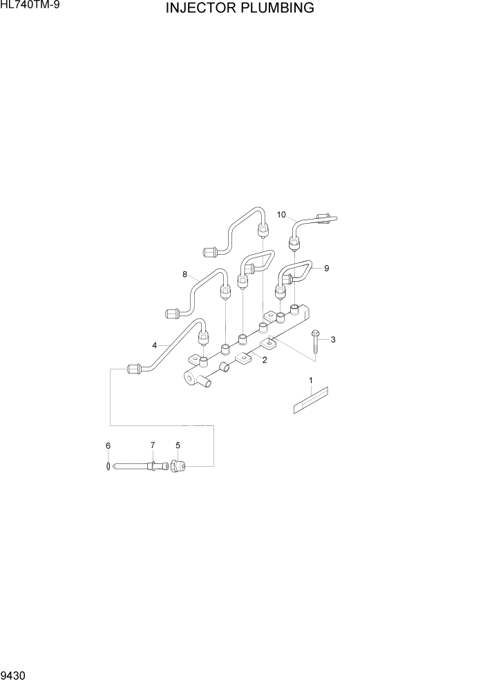 Схема запчастей Hyundai HL740TM-9 - PAGE 9430 INJECTOR PLUMBING ДВИГАТЕЛЬ БАЗА