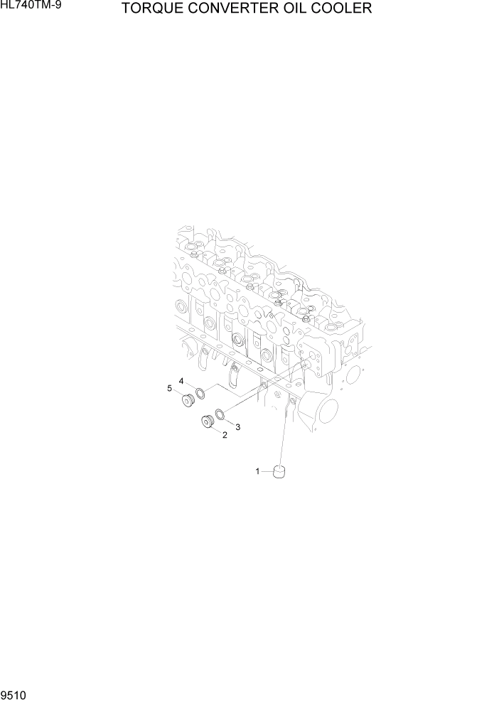 Схема запчастей Hyundai HL740TM-9 - PAGE 9510 TORQUE CONVERTER OIL COOLER ДВИГАТЕЛЬ БАЗА