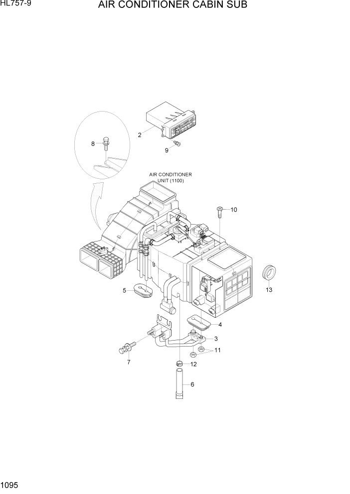 Схема запчастей Hyundai HL757-9 - PAGE 1095 AIR CONDITIONER CABIN SUB СИСТЕМА ДВИГАТЕЛЯ