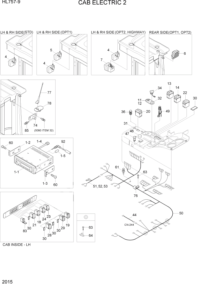 Схема запчастей Hyundai HL757-9 - PAGE 2015 CAB ELECTRIC 2 ЭЛЕКТРИЧЕСКАЯ СИСТЕМА