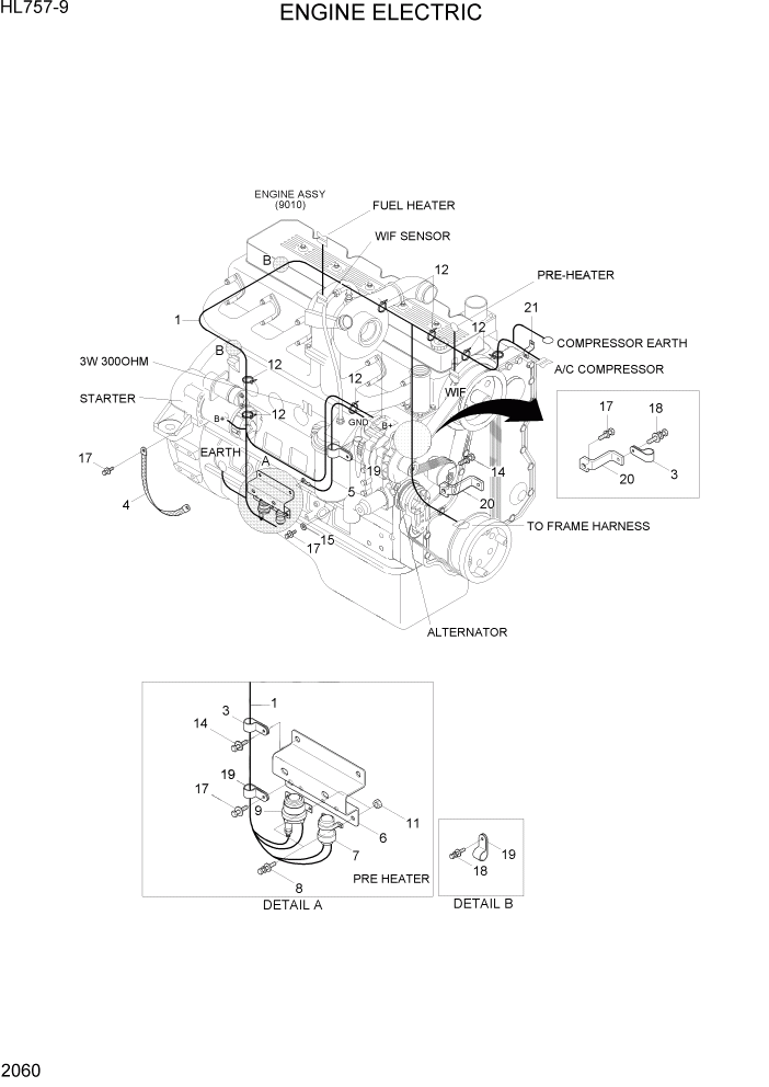 Схема запчастей Hyundai HL757-9 - PAGE 2060 ENGINE ELECTRIC ЭЛЕКТРИЧЕСКАЯ СИСТЕМА