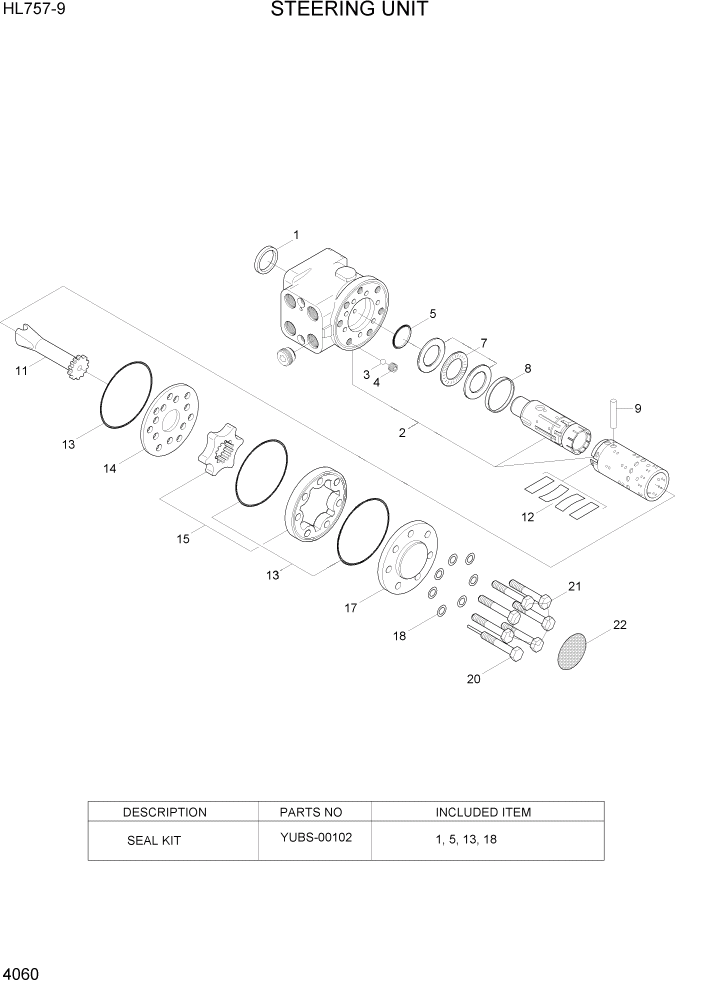 Схема запчастей Hyundai HL757-9 - PAGE 4060 STEERING UNIT ГИДРАВЛИЧЕСКИЕ КОМПОНЕНТЫ