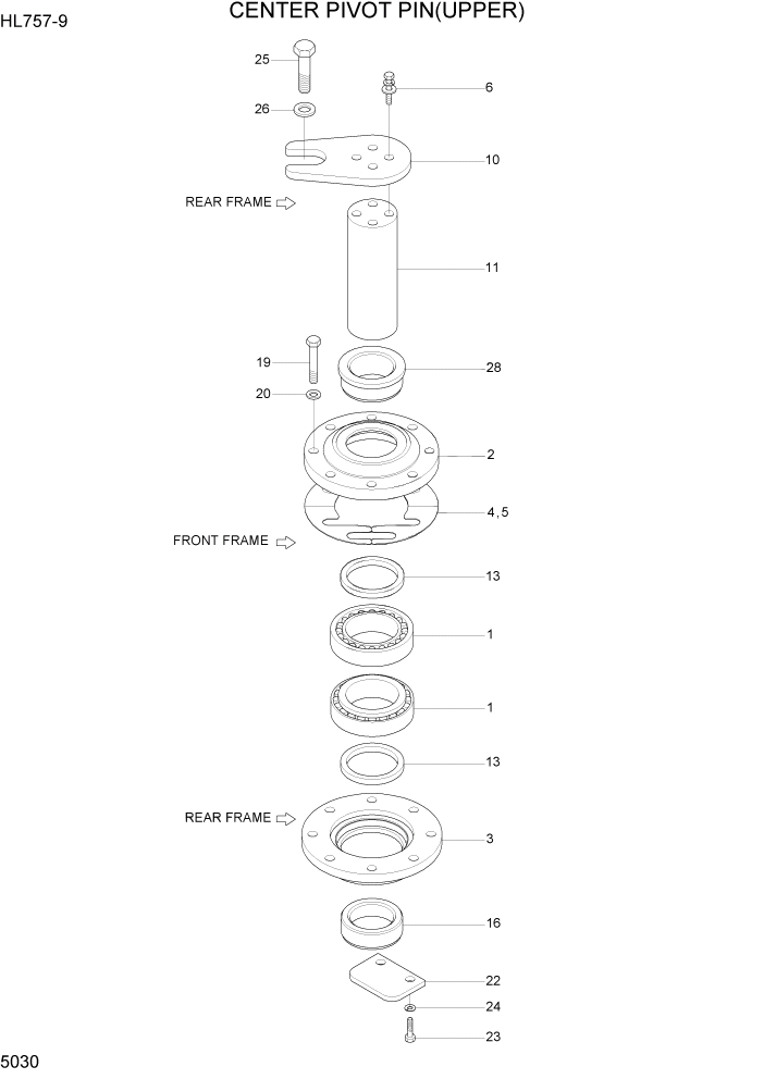 Схема запчастей Hyundai HL757-9 - PAGE 5030 CENTER PIVOT PIN(UPPER) СТРУКТУРА