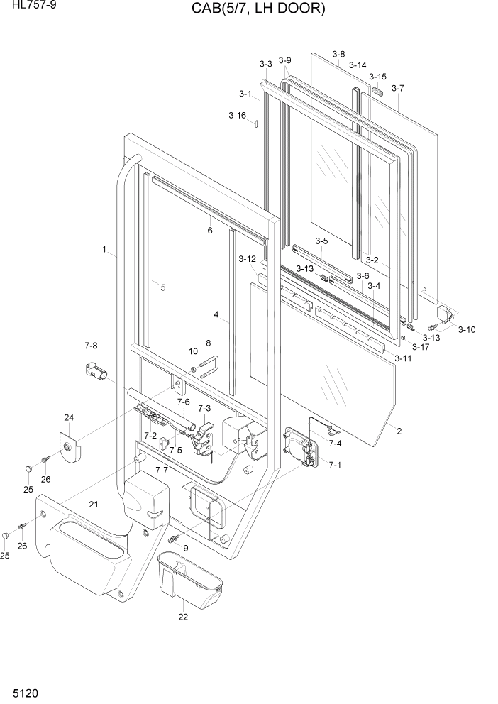 Схема запчастей Hyundai HL757-9 - PAGE 5120 CAB INTERIOR 1 СТРУКТУРА