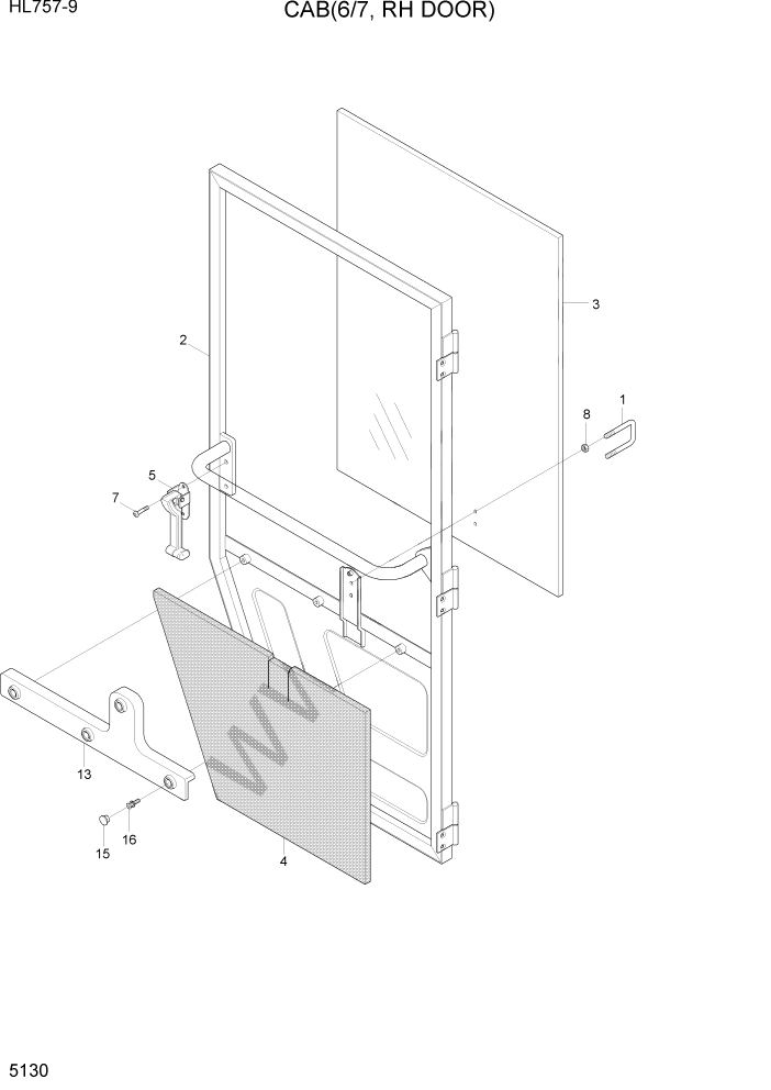 Схема запчастей Hyundai HL757-9 - PAGE 5130 CAB INTERIOR 2 СТРУКТУРА