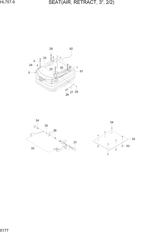 Схема запчастей Hyundai HL757-9 - PAGE 5177 SEAT(AIR, RETRACT 3", 2/2) СТРУКТУРА