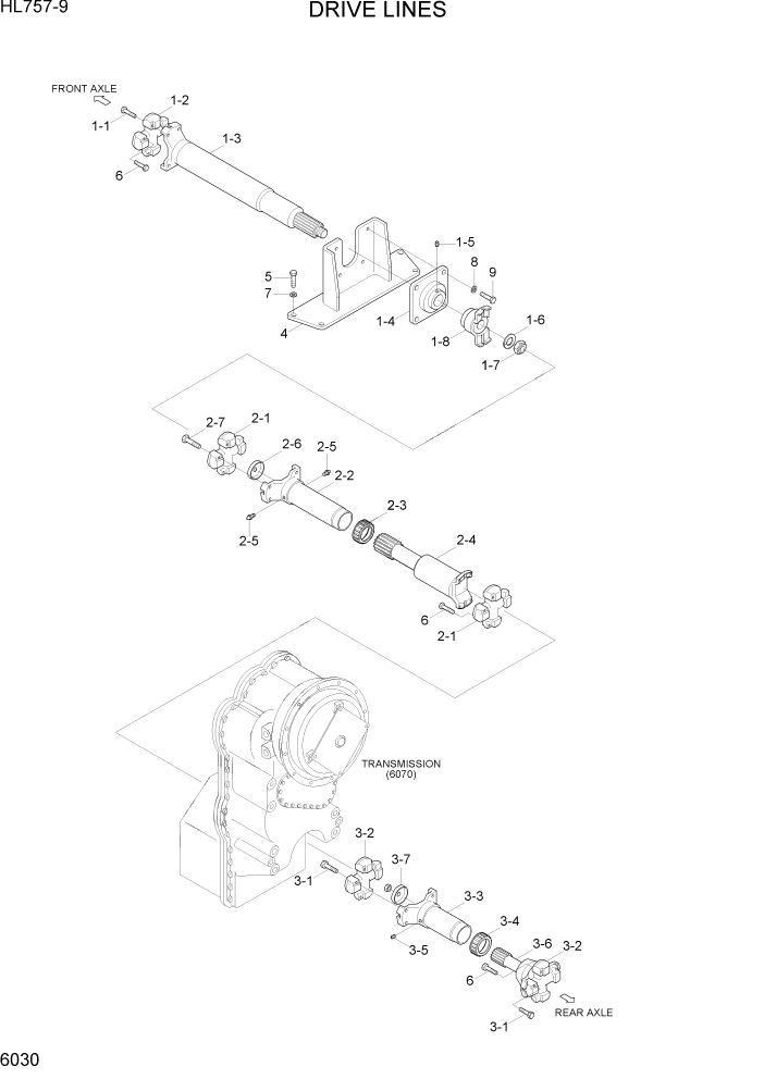 Схема запчастей Hyundai HL757-9 - PAGE 6030 DRIVE LINES СИЛОВАЯ СИСТЕМА