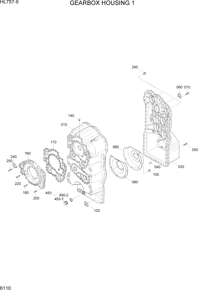 Схема запчастей Hyundai HL757-9 - PAGE 6110 GEARBOX HOUSING 1 СИЛОВАЯ СИСТЕМА