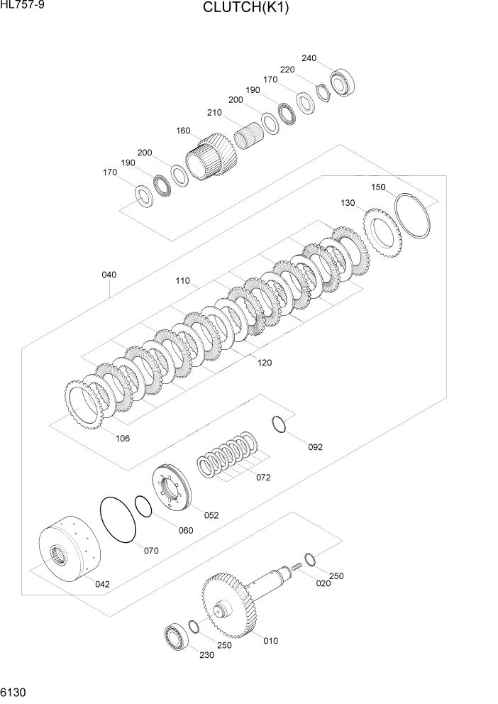 Схема запчастей Hyundai HL757-9 - PAGE 6130 CLUTCH(K1) СИЛОВАЯ СИСТЕМА