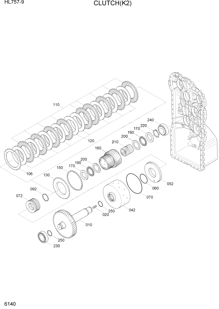 Схема запчастей Hyundai HL757-9 - PAGE 6140 CLUTCH(K2) СИЛОВАЯ СИСТЕМА