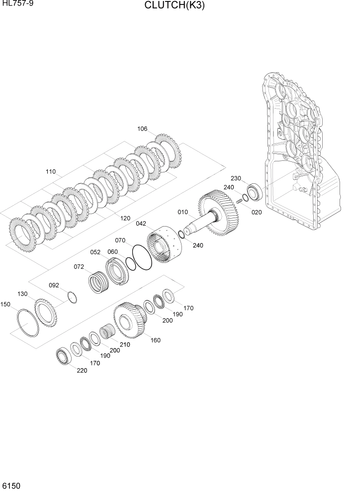 Схема запчастей Hyundai HL757-9 - PAGE 6150 CLUTCH(K3) СИЛОВАЯ СИСТЕМА