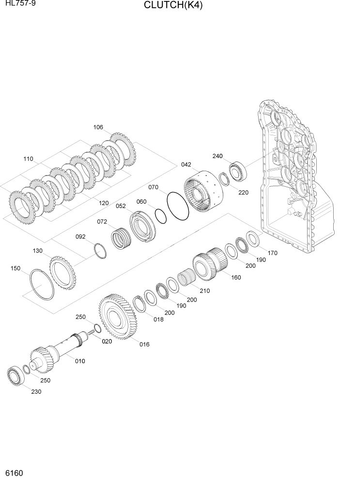 Схема запчастей Hyundai HL757-9 - PAGE 6160 CLUTCH(K4) СИЛОВАЯ СИСТЕМА