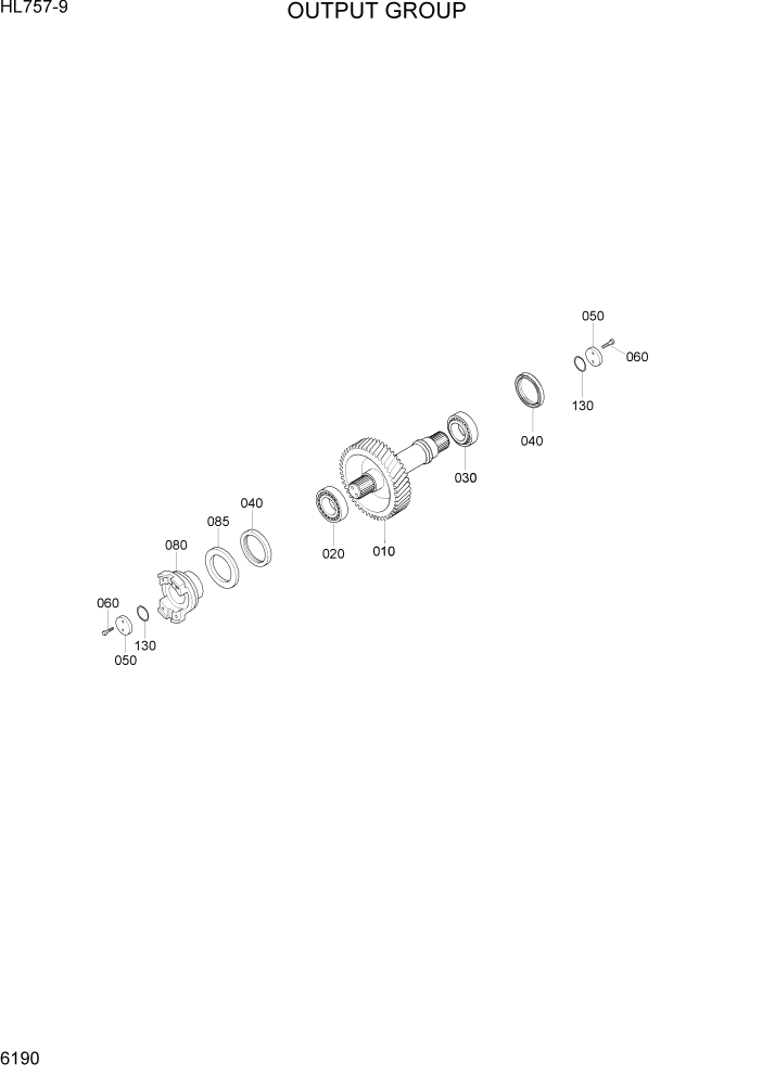 Схема запчастей Hyundai HL757-9 - PAGE 6190 OUTPUT GROUP СИЛОВАЯ СИСТЕМА