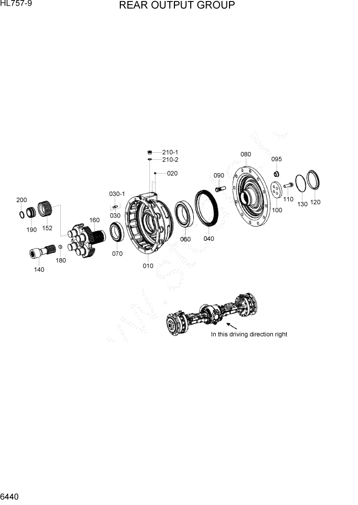 Схема запчастей Hyundai HL757-9 - PAGE 6440 REAR OUTPUT GROUP СИЛОВАЯ СИСТЕМА