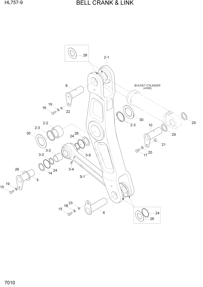 Схема запчастей Hyundai HL757-9 - PAGE 7010 BELL CRANK & LINK РАБОЧЕЕ ОБОРУДОВАНИЕ