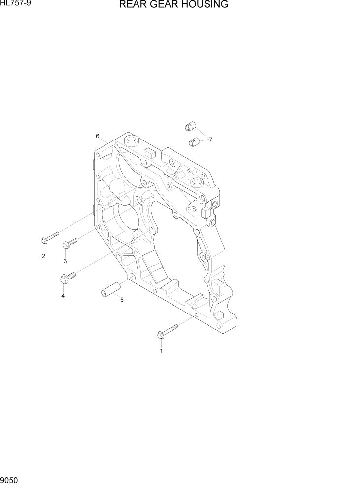 Схема запчастей Hyundai HL757-9 - PAGE 9050 REAR GEAR HOUSING ДВИГАТЕЛЬ БАЗА