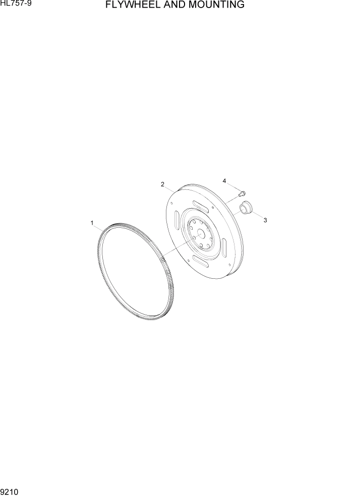 Схема запчастей Hyundai HL757-9 - PAGE 9210 FLYWHEEL AND MOUNTING ДВИГАТЕЛЬ БАЗА