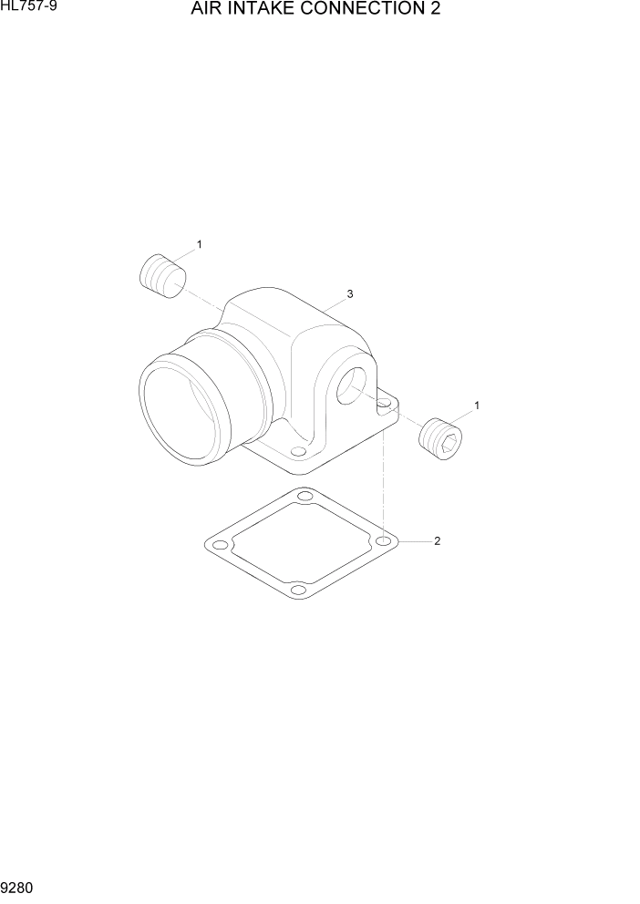 Схема запчастей Hyundai HL757-9 - PAGE 9280 AIR INTAKE CONNECTION 2 ДВИГАТЕЛЬ БАЗА