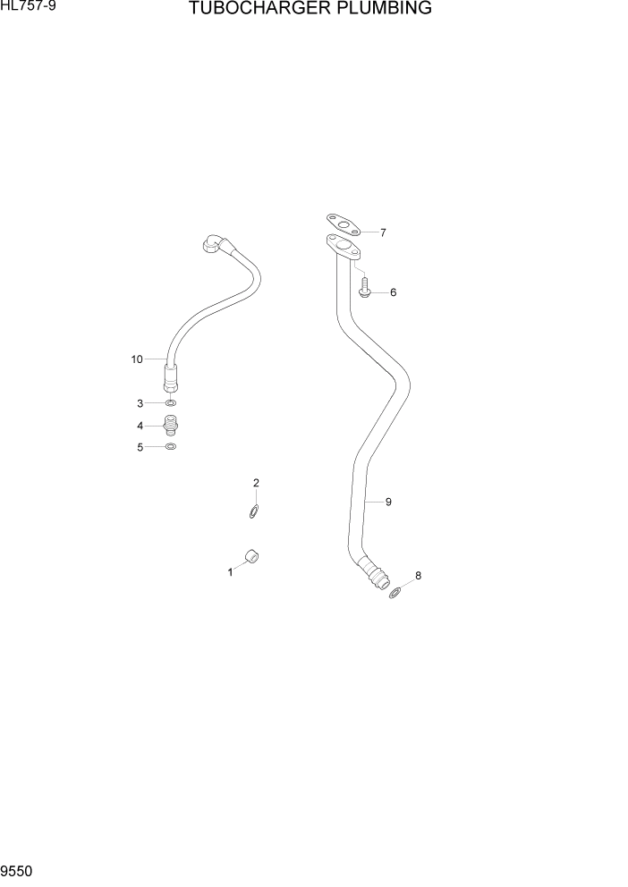 Схема запчастей Hyundai HL757-9 - PAGE 9550 TURBOCHARGER PLUMBING ДВИГАТЕЛЬ БАЗА