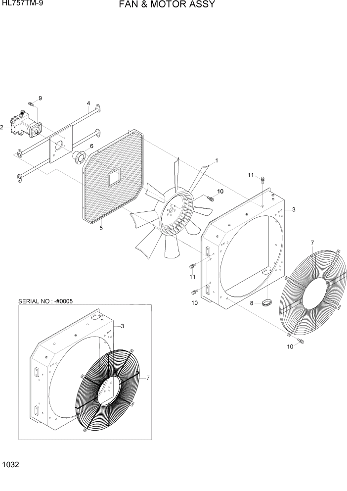 Схема запчастей Hyundai HL757TM-9 - PAGE 1032 FAN & MOTOR ASSY СИСТЕМА ДВИГАТЕЛЯ