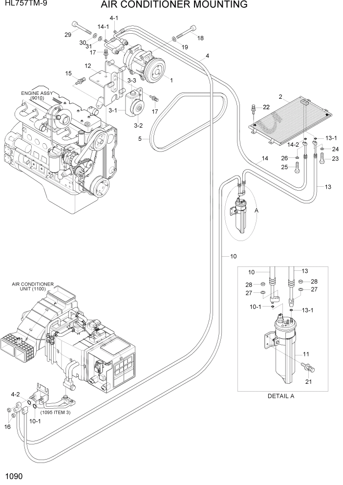 Схема запчастей Hyundai HL757TM-9 - PAGE 1090 AIR CONDITIONER MOUNTING СИСТЕМА ДВИГАТЕЛЯ