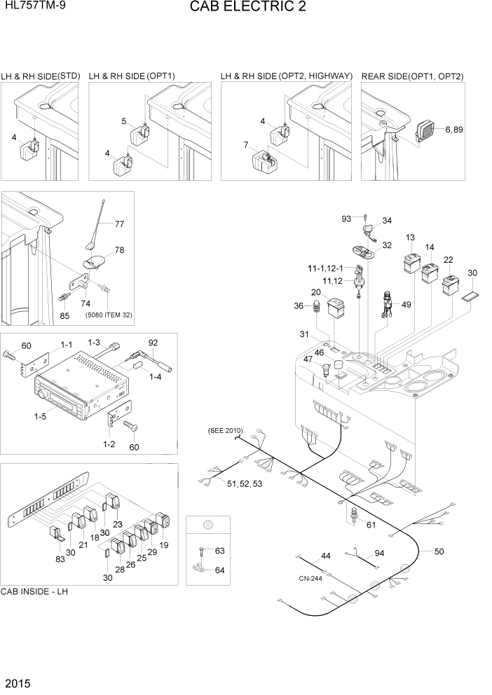 Схема запчастей Hyundai HL757TM-9 - PAGE 2015 CAB ELECTRIC 2 ЭЛЕКТРИЧЕСКАЯ СИСТЕМА