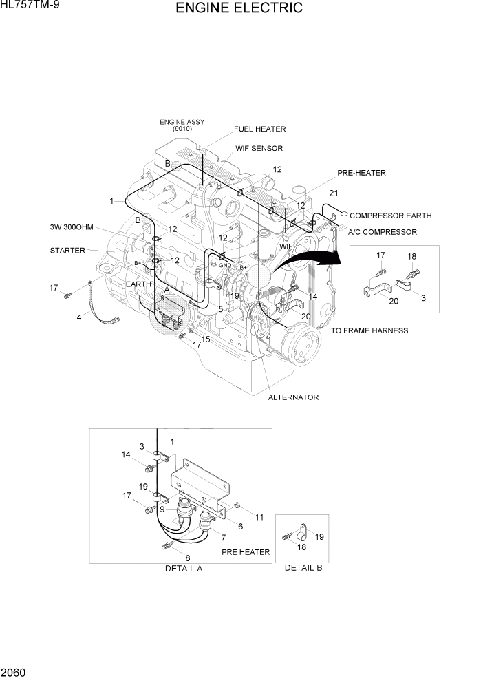 Схема запчастей Hyundai HL757TM-9 - PAGE 2060 ENGINE ELECTRIC ЭЛЕКТРИЧЕСКАЯ СИСТЕМА