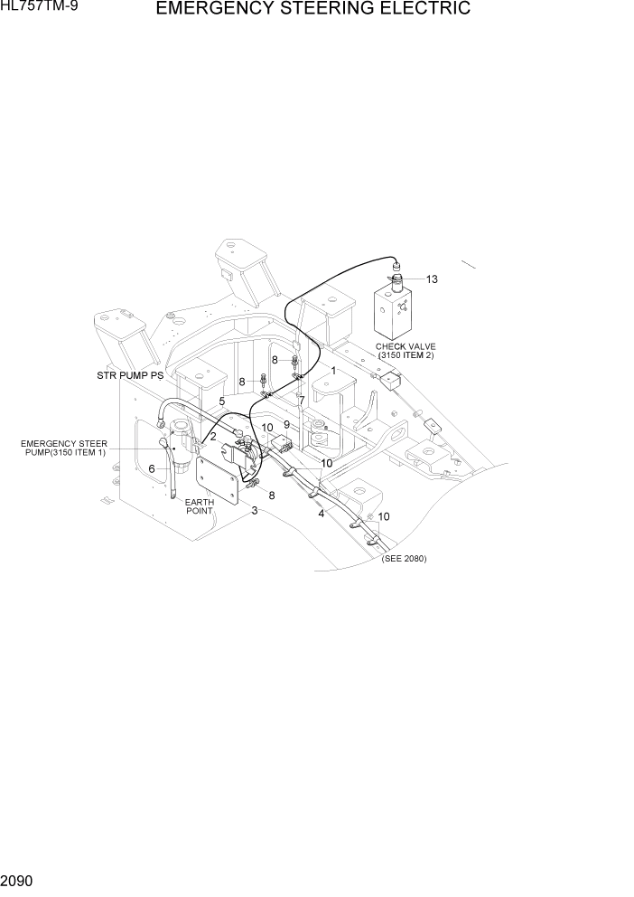 Схема запчастей Hyundai HL757TM-9 - PAGE 2090 EMERGENCY STEERING ELECTRIC ЭЛЕКТРИЧЕСКАЯ СИСТЕМА