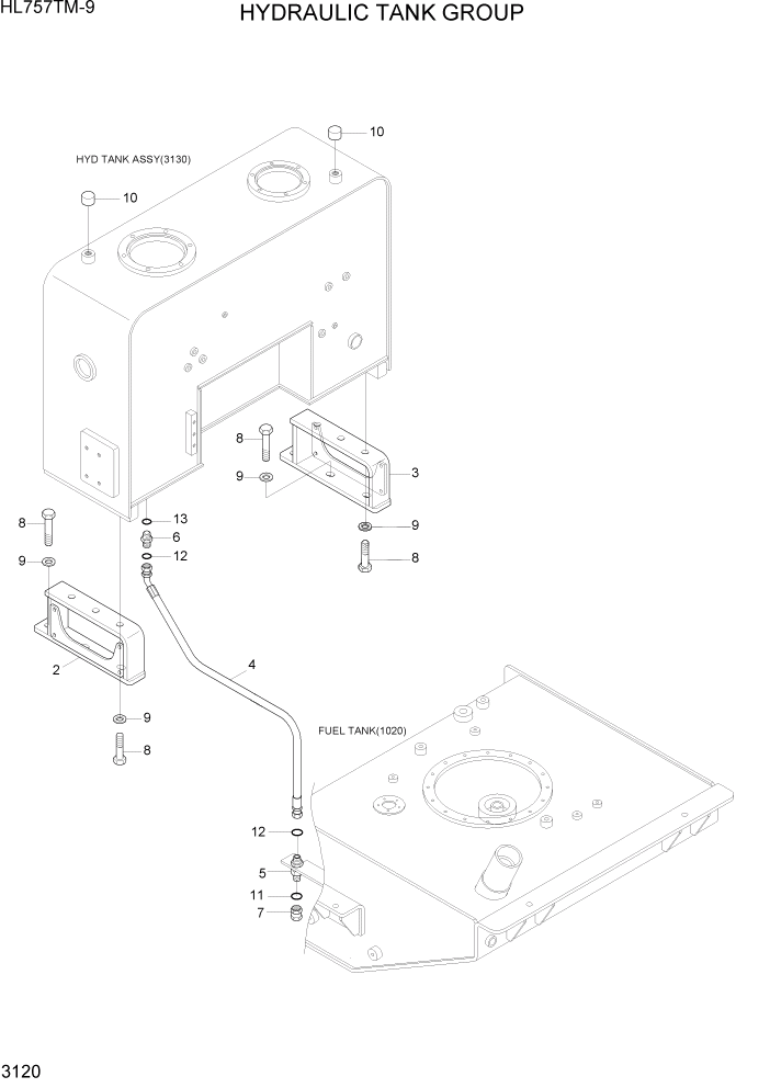 Схема запчастей Hyundai HL757TM-9 - PAGE 3120 HYDRAULIC TANK GROUP ГИДРАВЛИЧЕСКАЯ СИСТЕМА