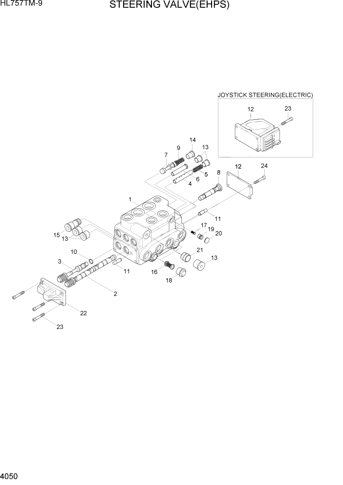 Схема запчастей Hyundai HL757TM-9 - PAGE 4050 STEERING VALVE(EHPS) ГИДРАВЛИЧЕСКИЕ КОМПОНЕНТЫ