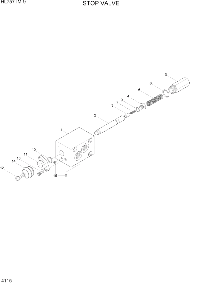 Схема запчастей Hyundai HL757TM-9 - PAGE 4115 STOP VALVE ГИДРАВЛИЧЕСКИЕ КОМПОНЕНТЫ