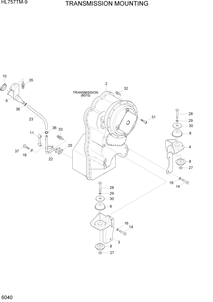 Схема запчастей Hyundai HL757TM-9 - PAGE 6040 TRANSMISSION MOUNTING СИЛОВАЯ СИСТЕМА