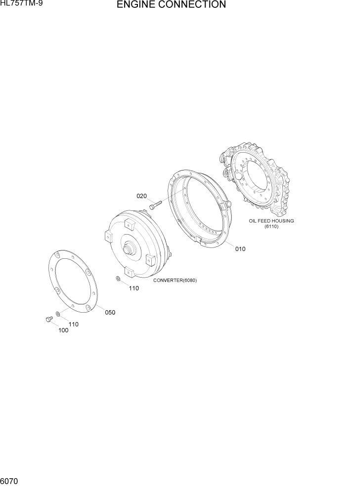 Схема запчастей Hyundai HL757TM-9 - PAGE 6070 ENGINE CONNECTION СИЛОВАЯ СИСТЕМА