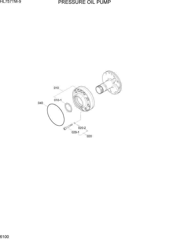 Схема запчастей Hyundai HL757TM-9 - PAGE 6100 PRESSURE OIL PUMP СИЛОВАЯ СИСТЕМА