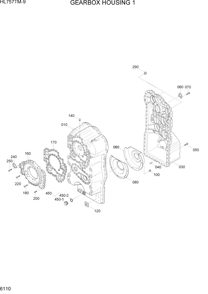 Схема запчастей Hyundai HL757TM-9 - PAGE 6110 GEARBOX HOUSING 1 СИЛОВАЯ СИСТЕМА