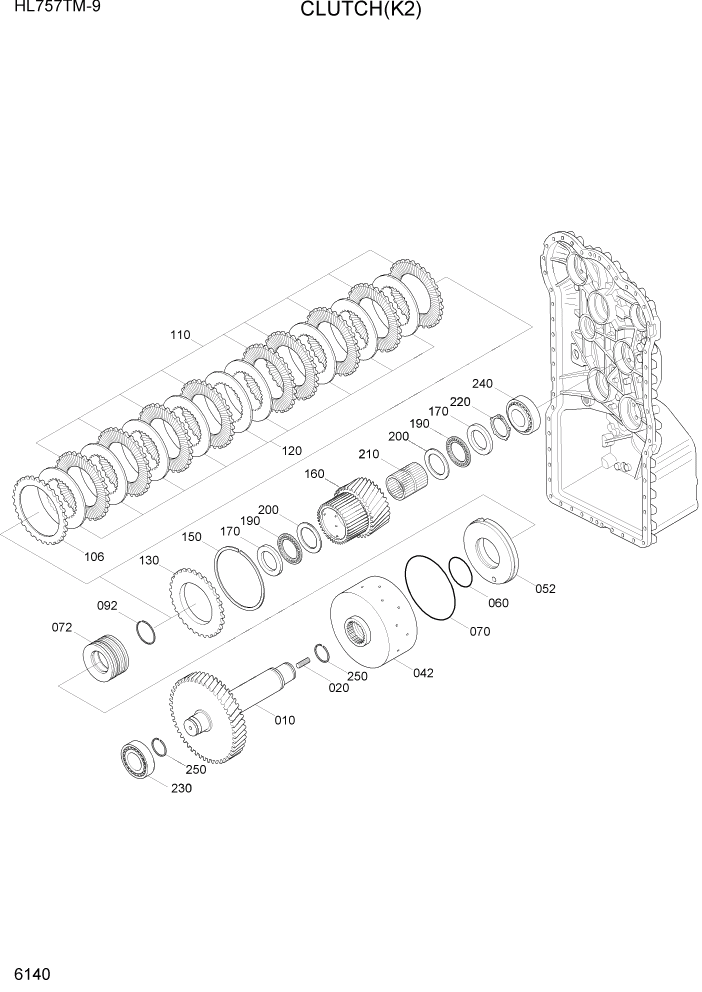 Схема запчастей Hyundai HL757TM-9 - PAGE 6140 CLUTCH(K2) СИЛОВАЯ СИСТЕМА