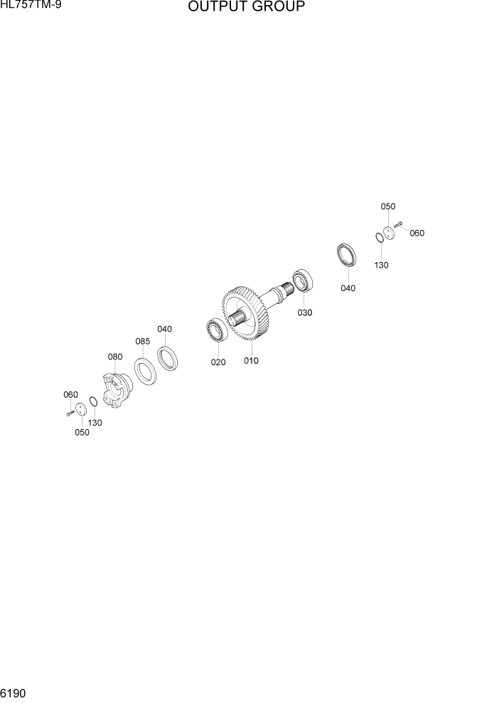 Схема запчастей Hyundai HL757TM-9 - PAGE 6190 OUTPUT GROUP СИЛОВАЯ СИСТЕМА