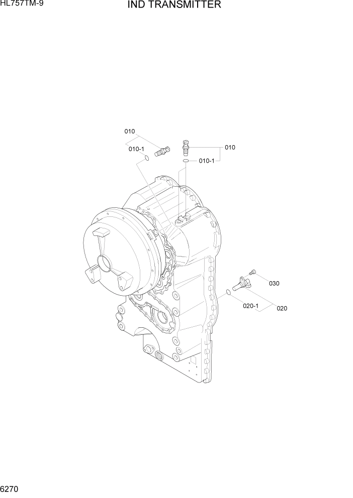 Схема запчастей Hyundai HL757TM-9 - PAGE 6270 IND TRANSMITTER СИЛОВАЯ СИСТЕМА