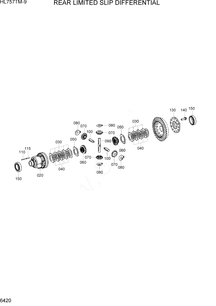 Схема запчастей Hyundai HL757TM-9 - PAGE 6420 REAR LIMITED SLIP DIFFERENTIAL СИЛОВАЯ СИСТЕМА
