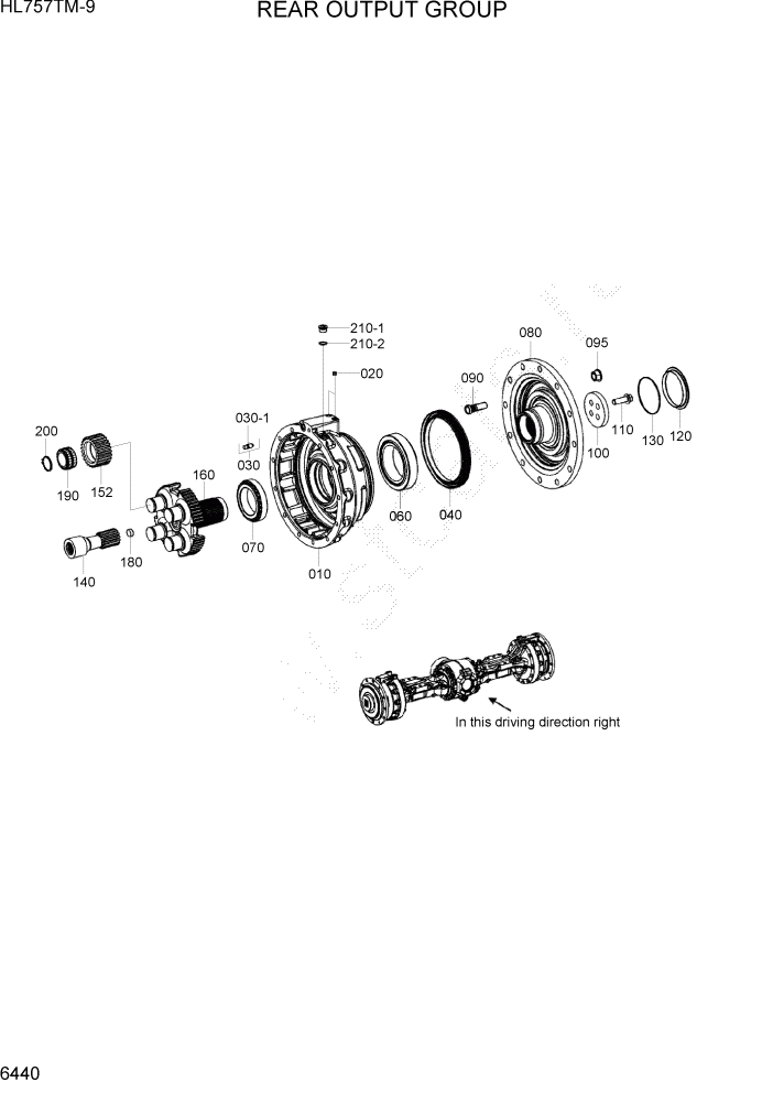 Схема запчастей Hyundai HL757TM-9 - PAGE 6440 REAR OUTPUT GROUP СИЛОВАЯ СИСТЕМА