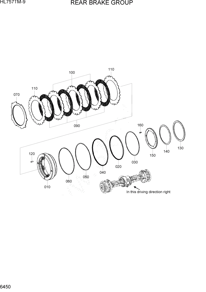 Схема запчастей Hyundai HL757TM-9 - PAGE 6450 REAR BRAKE GROUP СИЛОВАЯ СИСТЕМА