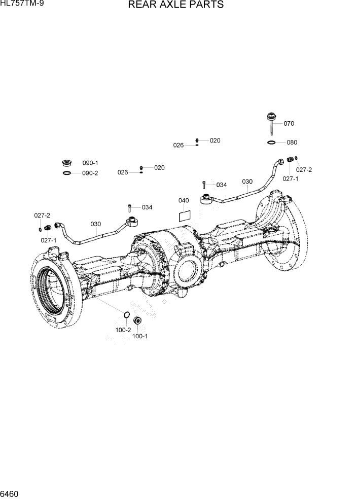 Схема запчастей Hyundai HL757TM-9 - PAGE 6460 REAR AXLE PARTS СИЛОВАЯ СИСТЕМА